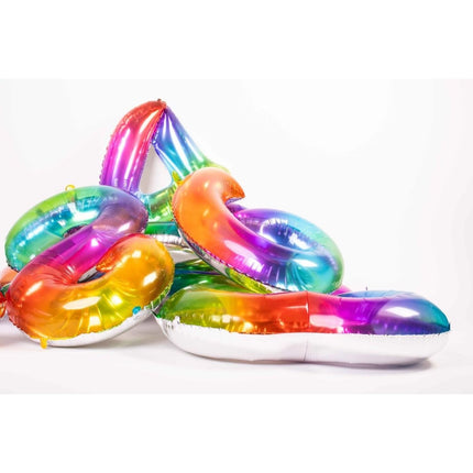 Folie Ballon Cijfer 3 Regenboog XL 81cm leeg van Folat koop je bij Partywinkel