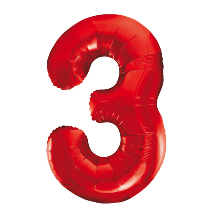 Folie Ballon Cijfer 3 Rood XL 86cm leeg van WeFiesta koop je bij Partywinkel