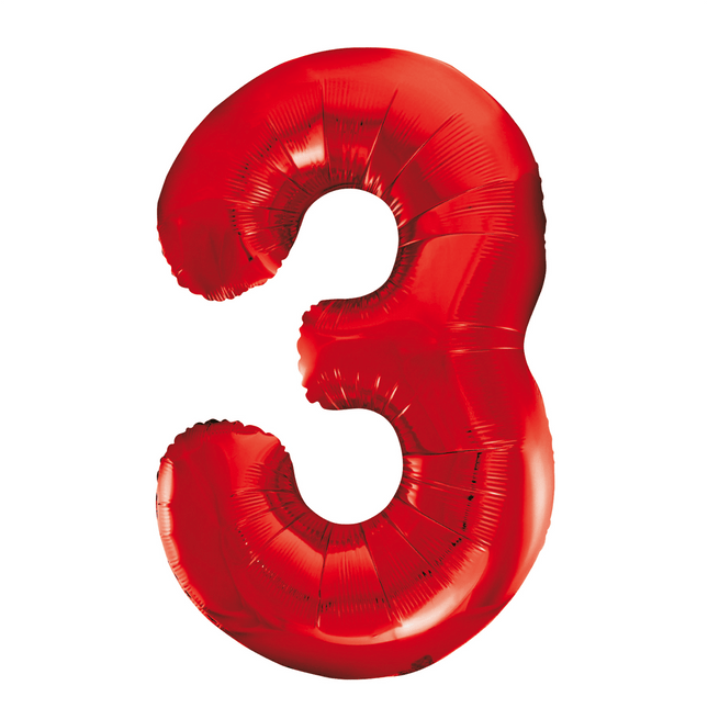 Folie Ballon Cijfer 3 Rood XL 86cm leeg van WeFiesta koop je bij Partywinkel