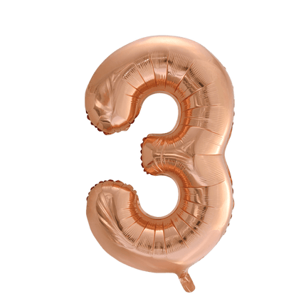Folie Ballon Cijfer 3 Rose Goud XL 86cm leeg van WeFiesta koop je bij Partywinkel