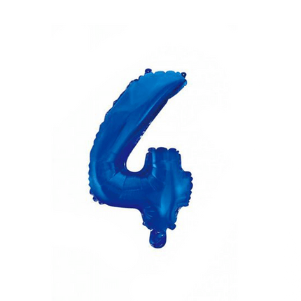 Folie Ballon Cijfer 4 Blauw 41cm met Rietje van WeFiesta koop je bij Partywinkel