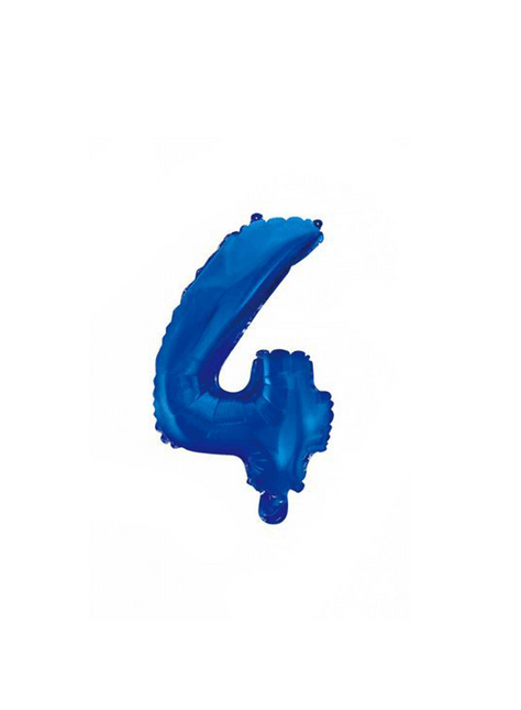 Folie Ballon Cijfer 4 Blauw 41cm met Rietje van WeFiesta koop je bij Partywinkel