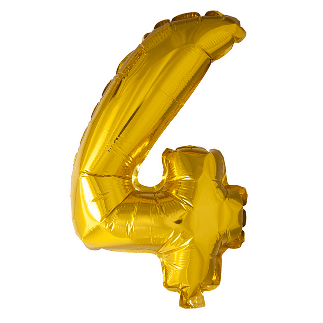 Folie Ballon Cijfer 4 Goud 41cm met Rietje van WeFiesta koop je bij Partywinkel