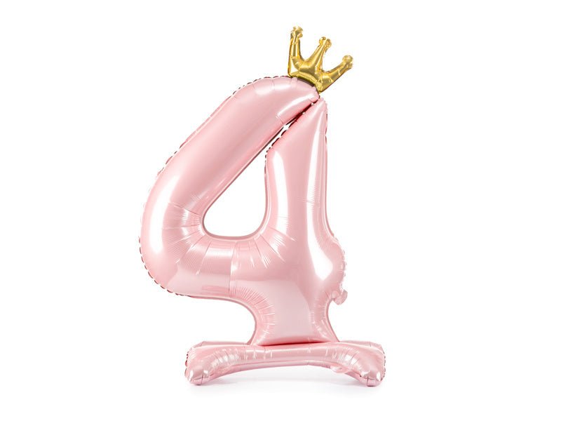 Folie Ballon Cijfer 4 Lichtroze Standaard Leeg 84cm van Partydeco koop je bij Partywinkel