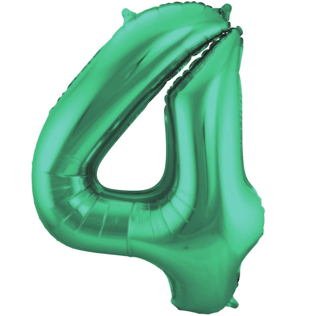 Folie Ballon Cijfer 4 Mat Groen XL 86cm leeg van Folat koop je bij Partywinkel