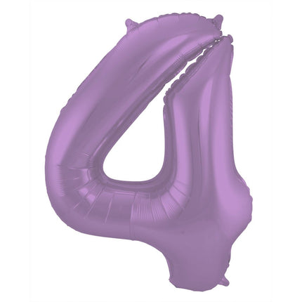 Folie Ballon Cijfer 4 Mat Paars XL 86cm leeg van Folat koop je bij Partywinkel