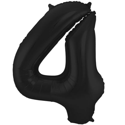 Folie Ballon Cijfer 4 Mat Zwart XL 86cm leeg van Folat koop je bij Partywinkel