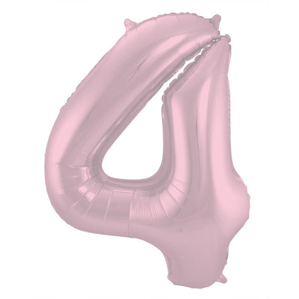 Folie Ballon Cijfer 4 Pastel Roze XL 86cm leeg van Folat koop je bij Partywinkel