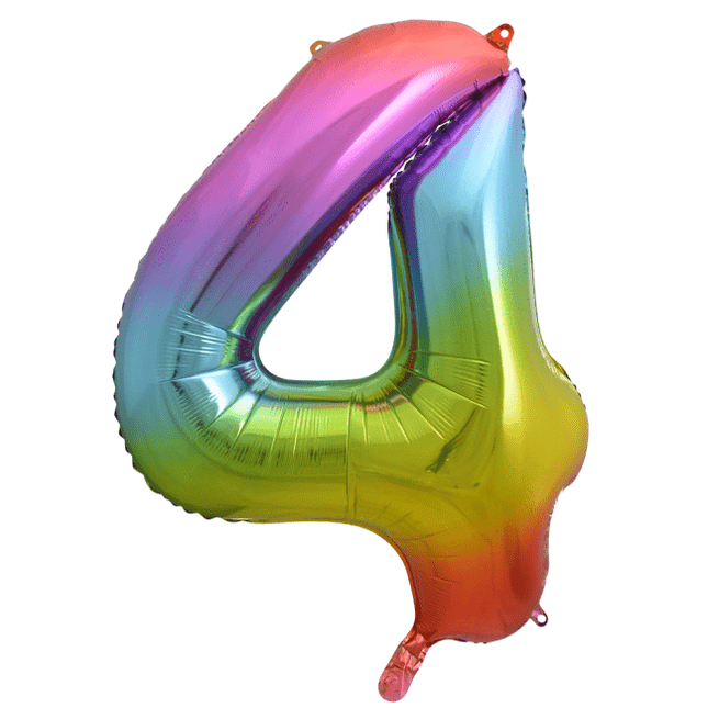 Folie Ballon Cijfer 4 Regenboog XL 86cm leeg van WeFiesta koop je bij Partywinkel