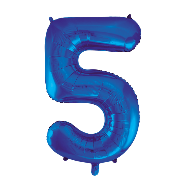 Folie Ballon Cijfer 5 Blauw XL 86cm leeg van WeFiesta koop je bij Partywinkel