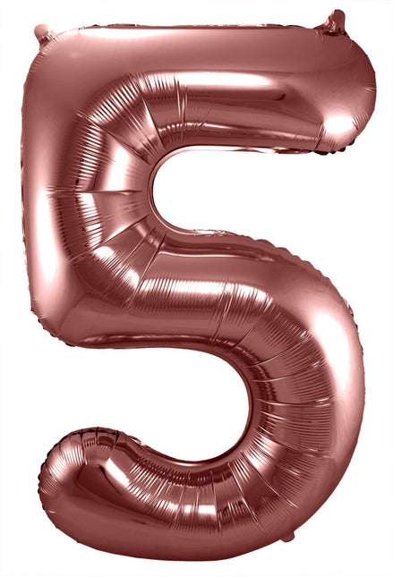 Folie Ballon Cijfer 5 Brons XL 86cm leeg van Folat koop je bij Partywinkel