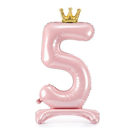 Folie Ballon Cijfer 5 Lichtroze Standaard Leeg 84cm van Partydeco koop je bij Partywinkel