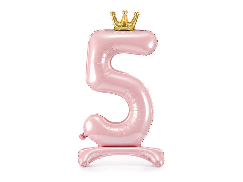 Folie Ballon Cijfer 5 Lichtroze Standaard Leeg 84cm van Partydeco koop je bij Partywinkel