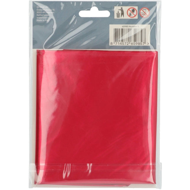 Folie Ballon Cijfer 5 Mat Rood XL 86cm leeg van Folat koop je bij Partywinkel