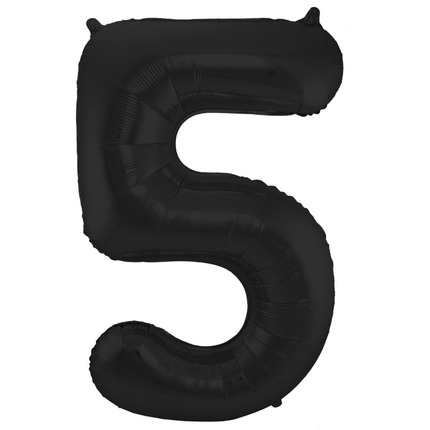 Folie Ballon Cijfer 5 Mat Zwart XL 86cm leeg van Folat koop je bij Partywinkel