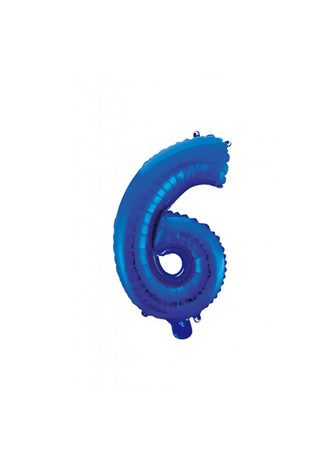 Folie Ballon Cijfer 6 Blauw 41cm met Rietje van WeFiesta koop je bij Partywinkel