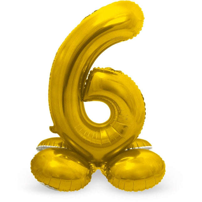 Folie Ballon Cijfer 6 Goud met standaard 72cm van Folat koop je bij Partywinkel