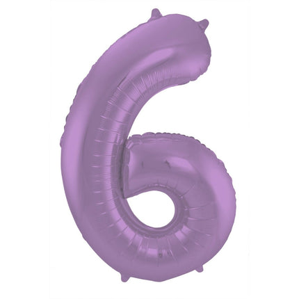 Folie Ballon Cijfer 6 Mat Paars XL 86cm leeg van Folat koop je bij Partywinkel