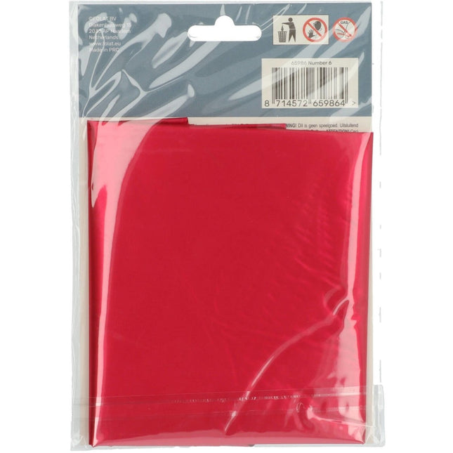 Folie Ballon Cijfer 6 Mat Rood XL 86cm leeg van Folat koop je bij Partywinkel