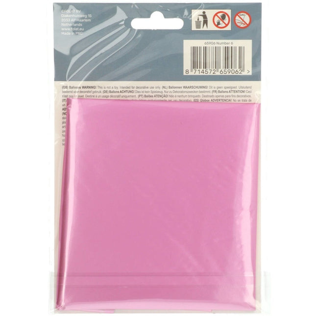 Folie Ballon Cijfer 6 Mat Roze XL 86cm leeg van Folat koop je bij Partywinkel