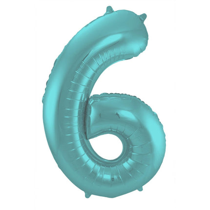 Folie Ballon Cijfer 6 Pastel Mintgroen XL 86cm leeg van Folat koop je bij Partywinkel