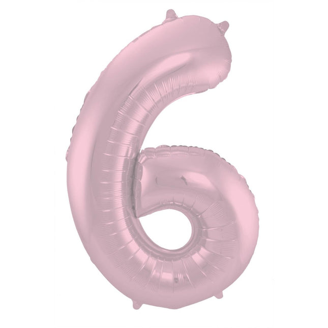 Folie Ballon Cijfer 6 Pastel Roze XL 86cm leeg van Folat koop je bij Partywinkel