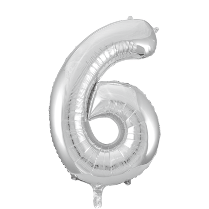 Folie Ballon Cijfer 6 Zilver XL 86cm leeg van WeFiesta koop je bij Partywinkel