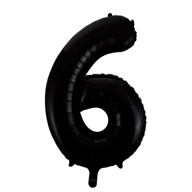 Folie Ballon Cijfer 6 Zwart XL 86cm leeg van WeFiesta koop je bij Partywinkel