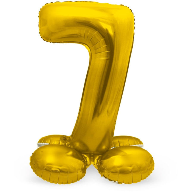 Folie Ballon Cijfer 7 Goud met standaard 72cm van Folat koop je bij Partywinkel