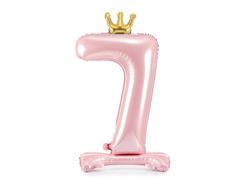 Folie Ballon Cijfer 7 Lichtroze Standaard Leeg 84cm van Partydeco koop je bij Partywinkel