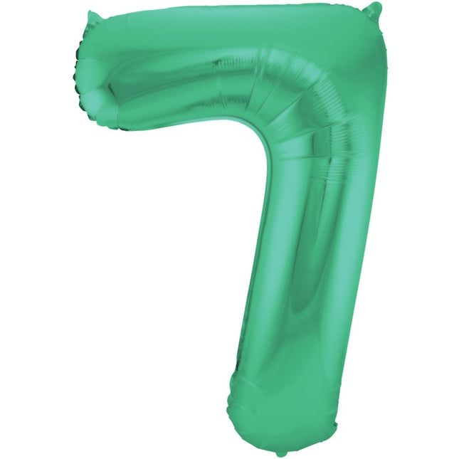 Folie Ballon Cijfer 7 Mat Groen XL 86cm leeg van Folat koop je bij Partywinkel