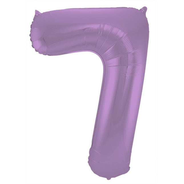 Folie Ballon Cijfer 7 Mat Paars XL 86cm leeg van Folat koop je bij Partywinkel