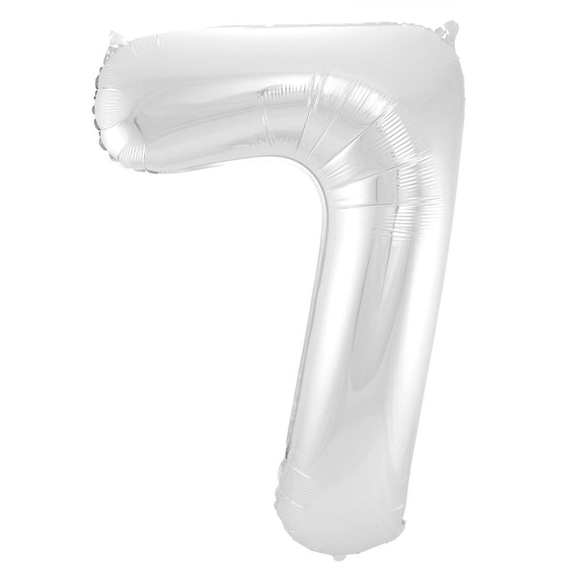 Folie Ballon Cijfer 7 Zilver Metallic XL 86cm leeg van Folat koop je bij Partywinkel