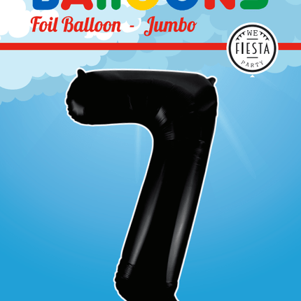 Folie Ballon Cijfer 7 Zwart XL 86cm leeg van WeFiesta koop je bij Partywinkel