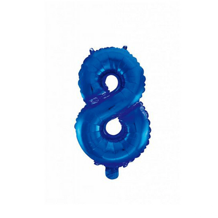 Folie Ballon Cijfer 8 Blauw 41cm met Rietje van WeFiesta koop je bij Partywinkel