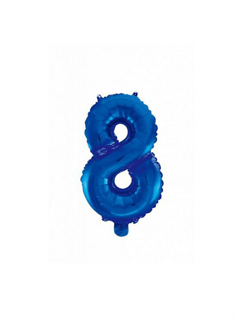Folie Ballon Cijfer 8 Blauw 41cm met Rietje van WeFiesta koop je bij Partywinkel