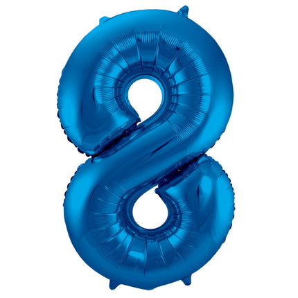 Folie Ballon Cijfer 8 Blauw Metallic XL 86cm leeg van Folat koop je bij Partywinkel