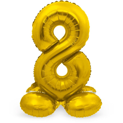Folie Ballon Cijfer 8 Goud met standaard 72cm van Folat koop je bij Partywinkel