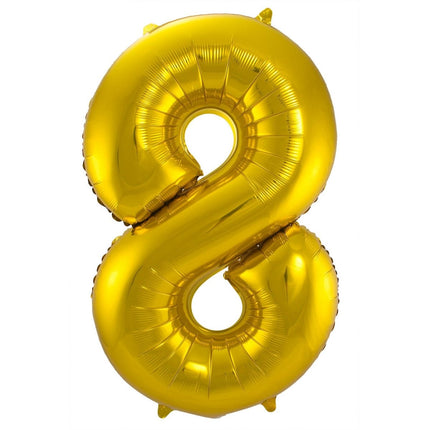Folie Ballon Cijfer 8 Goud Metallic XL 86cm leeg van Folat koop je bij Partywinkel