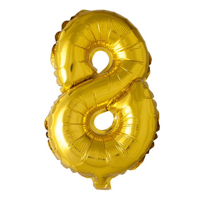 Folie Ballon Cijfer 8 Goud XL 86cm leeg van WeFiesta koop je bij Partywinkel