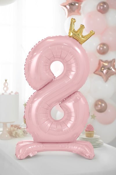 Folie Ballon Cijfer 8 Lichtroze Standaard Leeg 84cm van Partydeco koop je bij Partywinkel