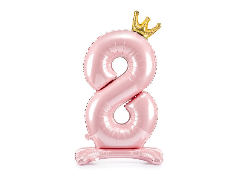 Folie Ballon Cijfer 8 Lichtroze Standaard Leeg 84cm van Partydeco koop je bij Partywinkel