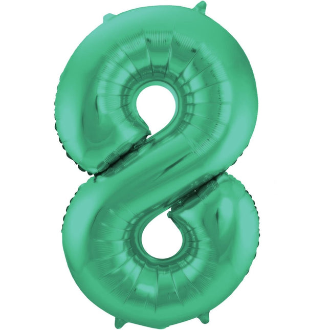 Folie Ballon Cijfer 8 Mat Groen XL 86cm leeg van Folat koop je bij Partywinkel