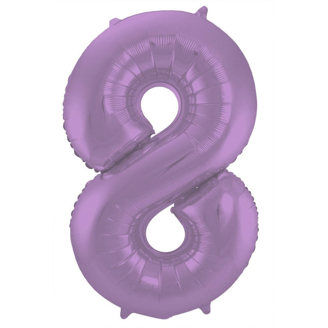 Folie Ballon Cijfer 8 Mat Paars XL 86cm leeg van Folat koop je bij Partywinkel