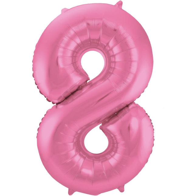 Folie Ballon Cijfer 8 Mat Roze XL 86cm leeg van Folat koop je bij Partywinkel
