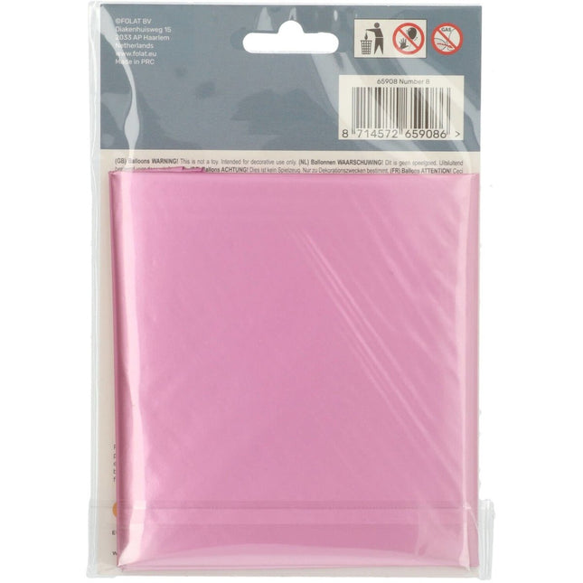 Folie Ballon Cijfer 8 Mat Roze XL 86cm leeg van Folat koop je bij Partywinkel