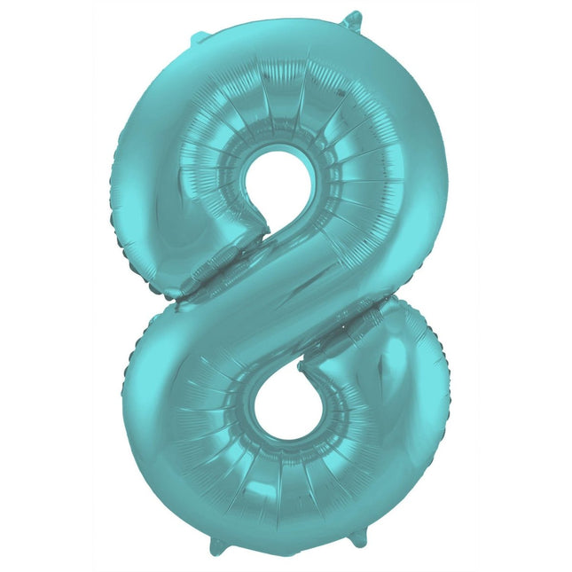 Folie Ballon Cijfer 8 Pastel Mintgroen XL 86cm leeg van Folat koop je bij Partywinkel