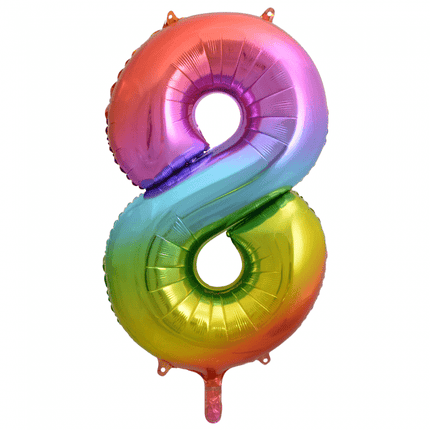Folie Ballon Cijfer 8 Regenboog XL 86cm leeg van WeFiesta koop je bij Partywinkel