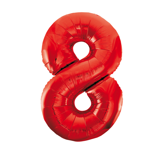 Folie Ballon Cijfer 8 Rood XL 86cm leeg van WeFiesta koop je bij Partywinkel
