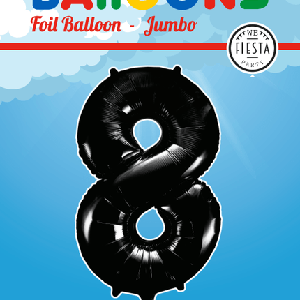 Folie Ballon Cijfer 8 Zwart XL 86cm leeg van WeFiesta koop je bij Partywinkel